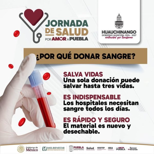 En Huauchinango invitan a donar sangre y con ello salvar vidas