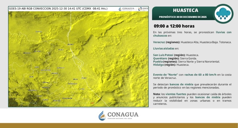 Lluvias y bancos de niebla afectan a la Sierra Norte y Nororiental de Puebla