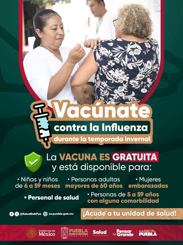 Puebla refuerza llamado a vacunación ante influenza A H3N2 subclado K