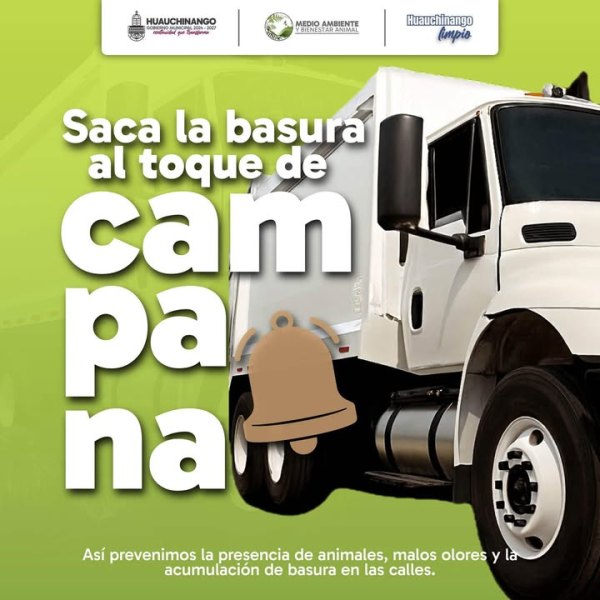Autoridades de Huauchinango piden sacar basura  al toque de campana para proteger nuestra salud y mantener limpio nuestras calles