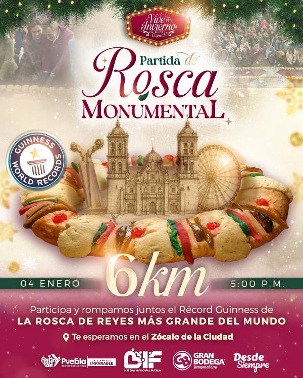 El DIF Puebla capital busca romper el Récord Guinness con la Rosca de Reyes más grande del mundo