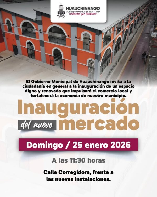 Este domingo será inaugurado el nuevo mercado  municipal en Huauchinango