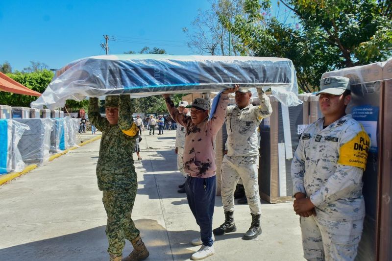 Entrega de apoyos del Gobierno de México en Puebla por Tormenta Jerry