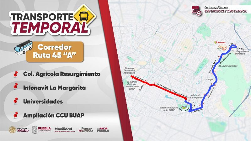 Se incorpora un nuevo recorrido temporal mediante ampliación de la Ruta 45 “A”