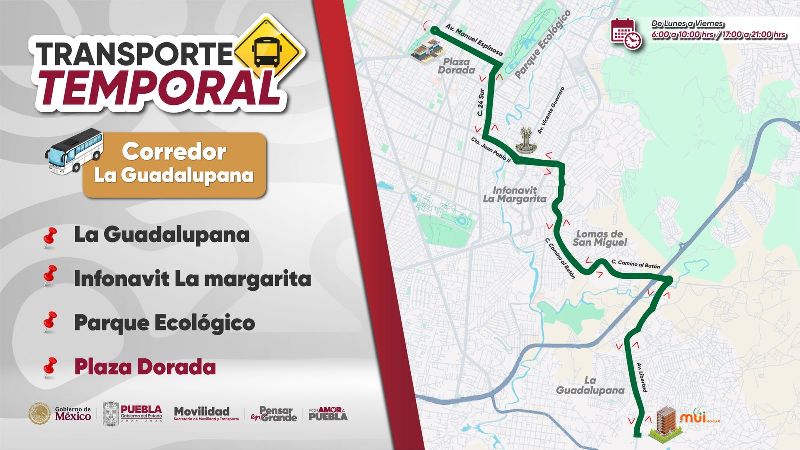Gobierno estatal habilita nuevo recorrido temporal para La Guadalupana