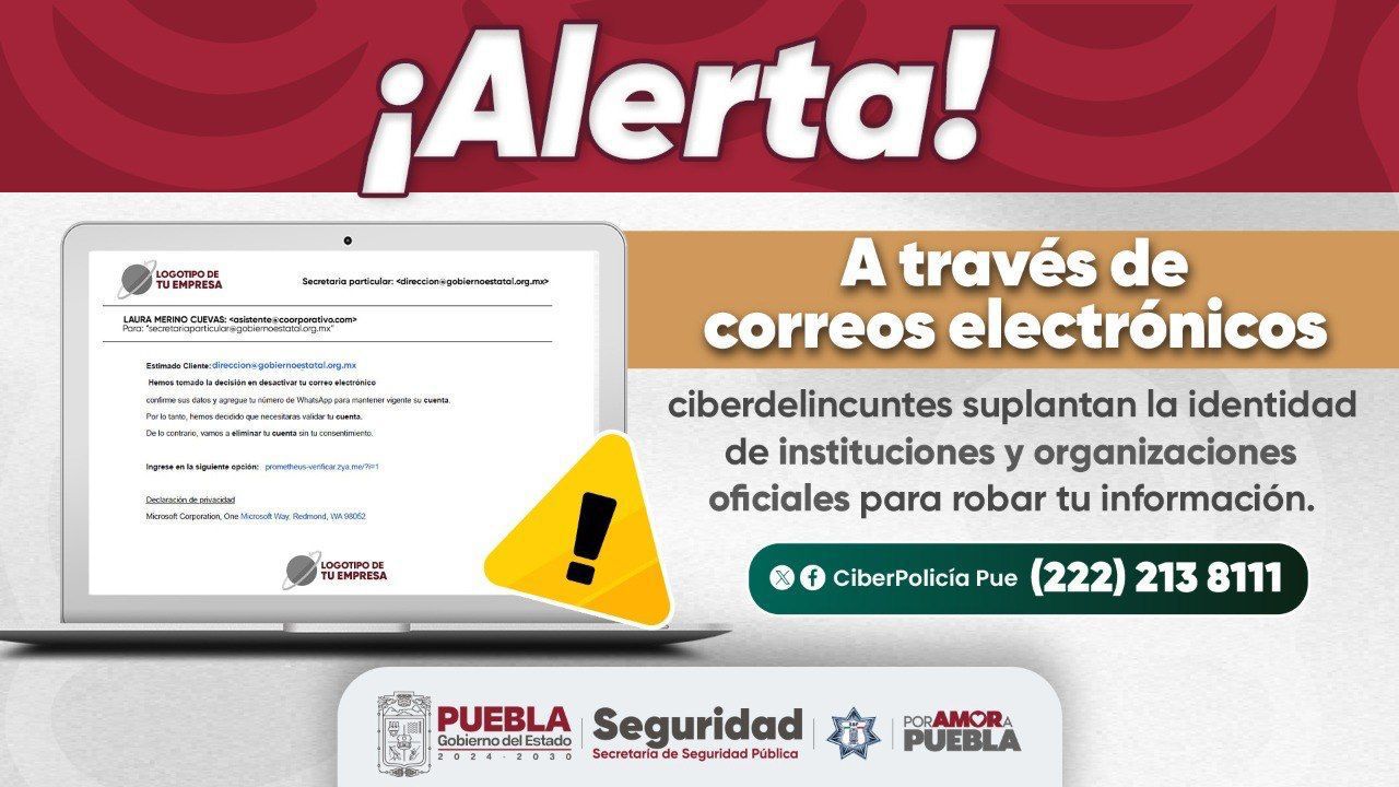 *Alerta SSP sobre correos que suplantan identidad de instituciones para robar información*