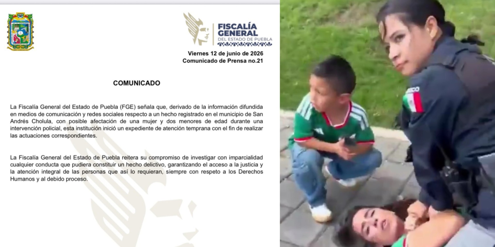 FGE DE PUEBLA INICIA INVESTIGACIÓN POR ABUSO POLICIAL DE SAN ANDRÉS CHOLULA