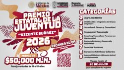 Gobierno estatal impulsa Premio Estatal de la Juventud “Vicente Suárez” 2026