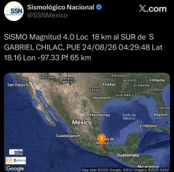Sin afectaciones por sismo con epicentro en San Gabriel Chilac: Protección Civil.