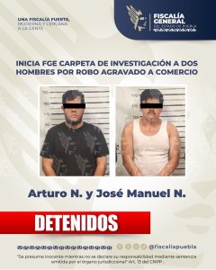 Inicia FGE carpeta de investigación a dos hombres por robo agravado a comercio