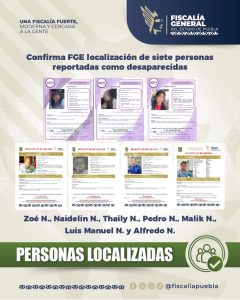 Confirma FGE localización de siete personas reportadas como desaparecidas