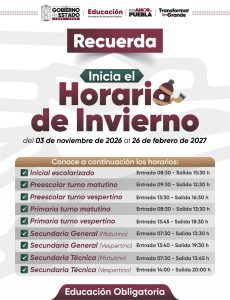 Inicia el horario de invierno para escuelas de educación básica