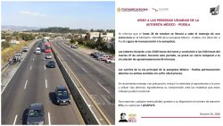 CAPUFE ANUNCIA CIERRE TEMPORAL EN INCORPORACIÓN A LA AUTOPISTA MÉXICO-PUEBLA DURANTE LA NOCHE DEL 26 DE OCTUBRE